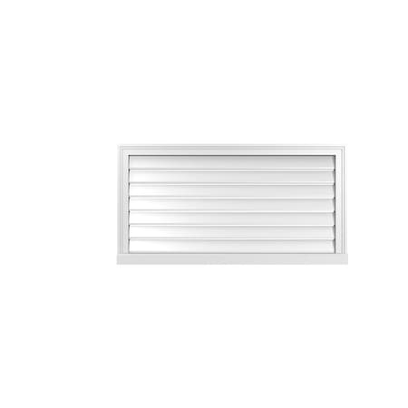 Vertical Surface Mount PVC Gable Vent: Functional, W/ 2W X 2P Brickmould Sill Frame, 42W X 22H